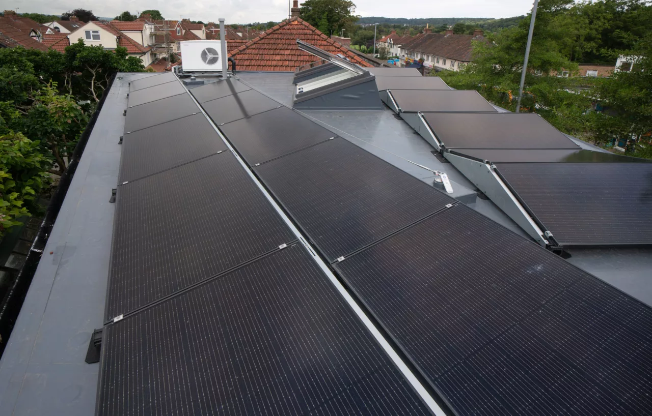 Solar PV array on the roof at Goldfinch in Bristol