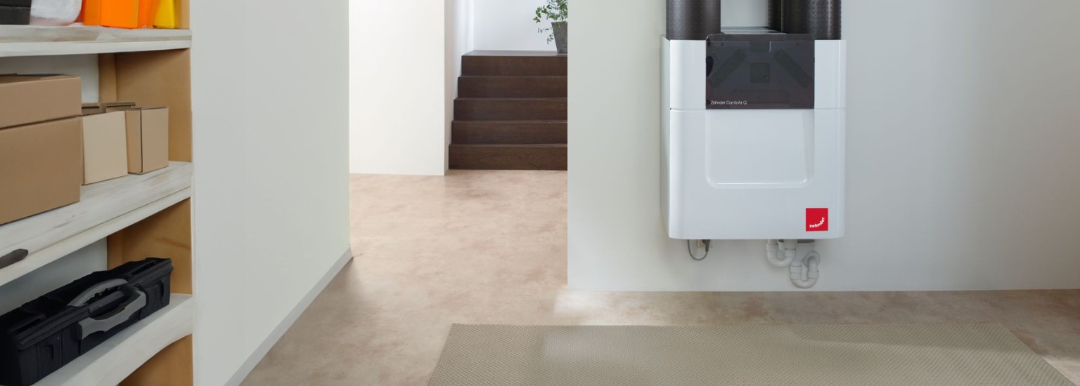 MVHR Unit installed in a utility and storage area